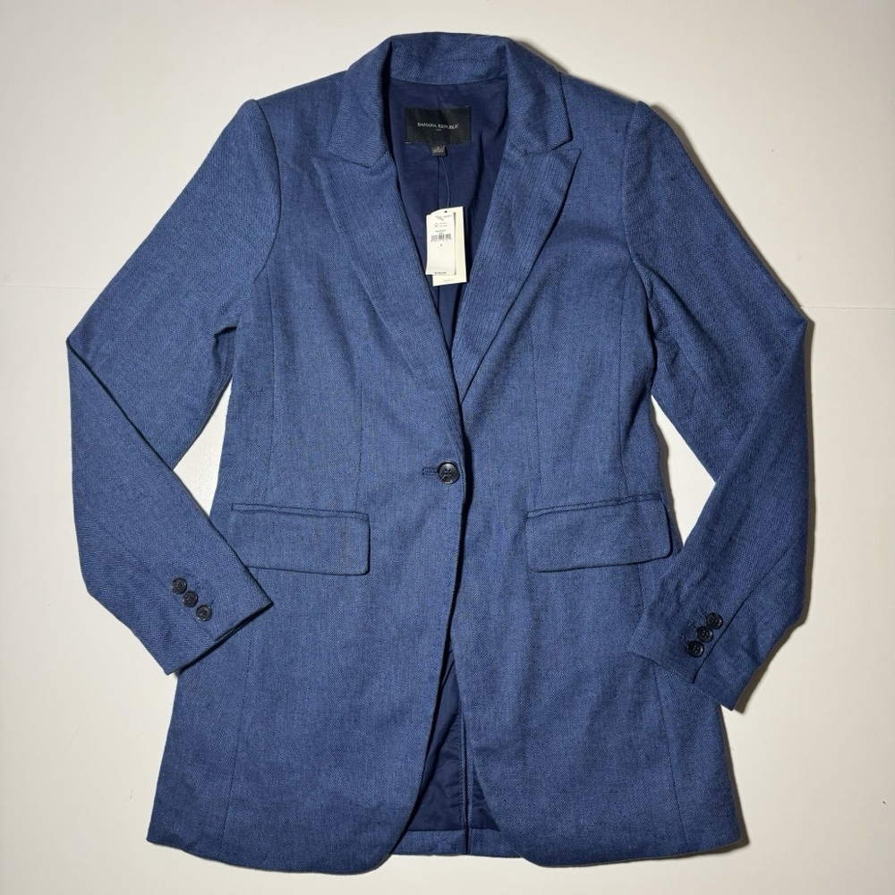 Banana Republic Linen Blend Long and Lean Blazer